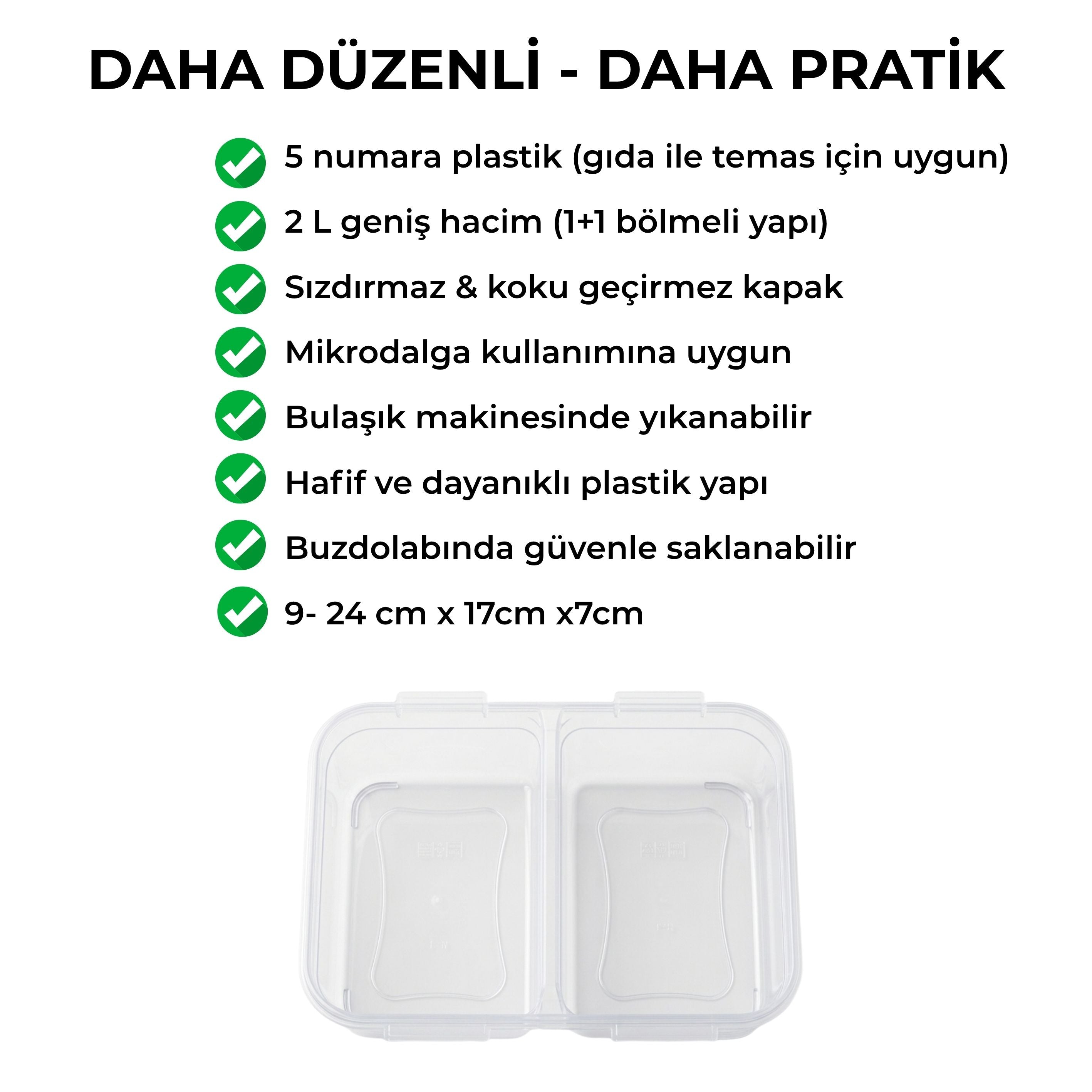 Saklama Kabı (L Fresh Box) 2 Bölmeli 2 L